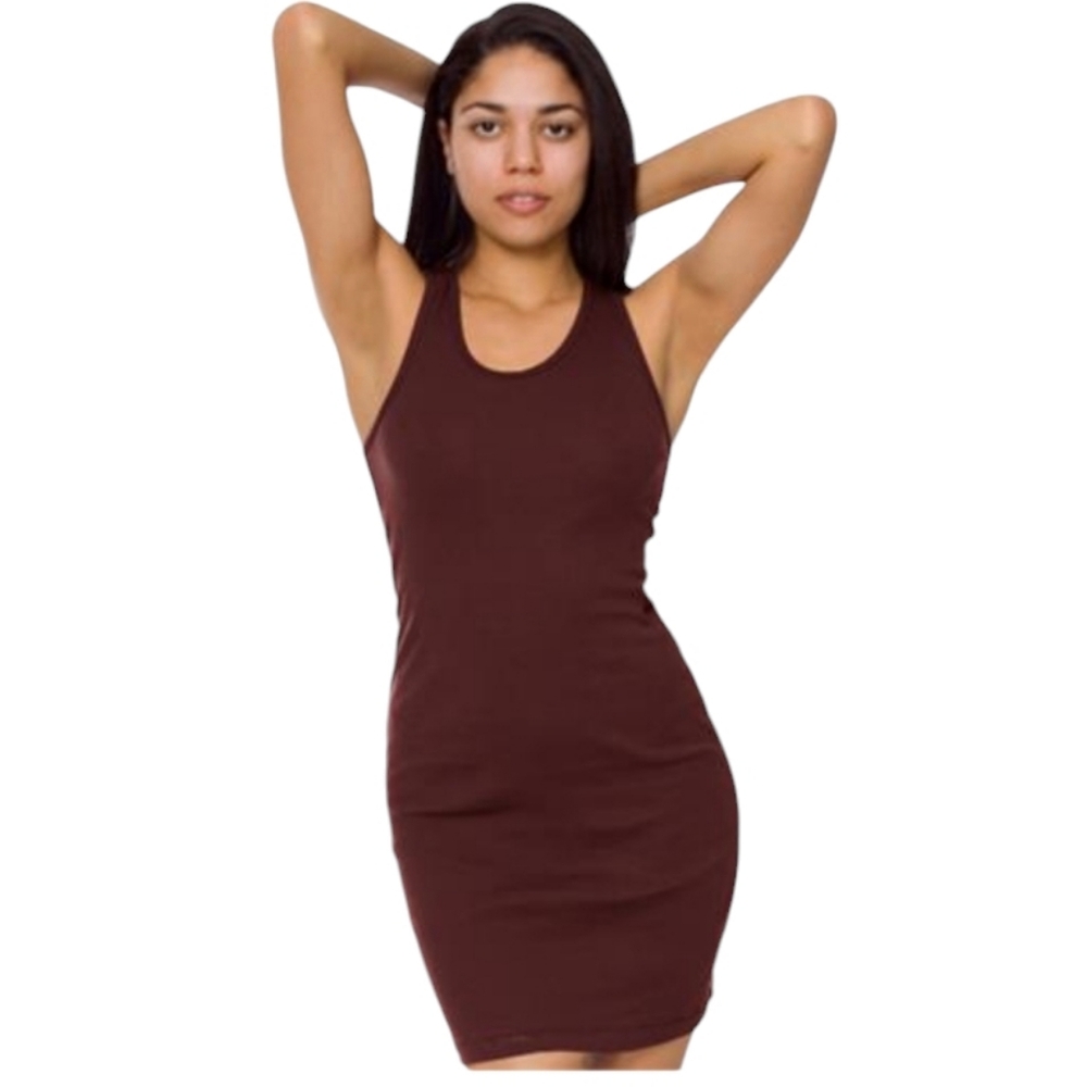 American Apparel Brown Rib Racerback Dress Size Small NWOT